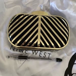 NWT Nine West Black And Gold Clutch Crossbody